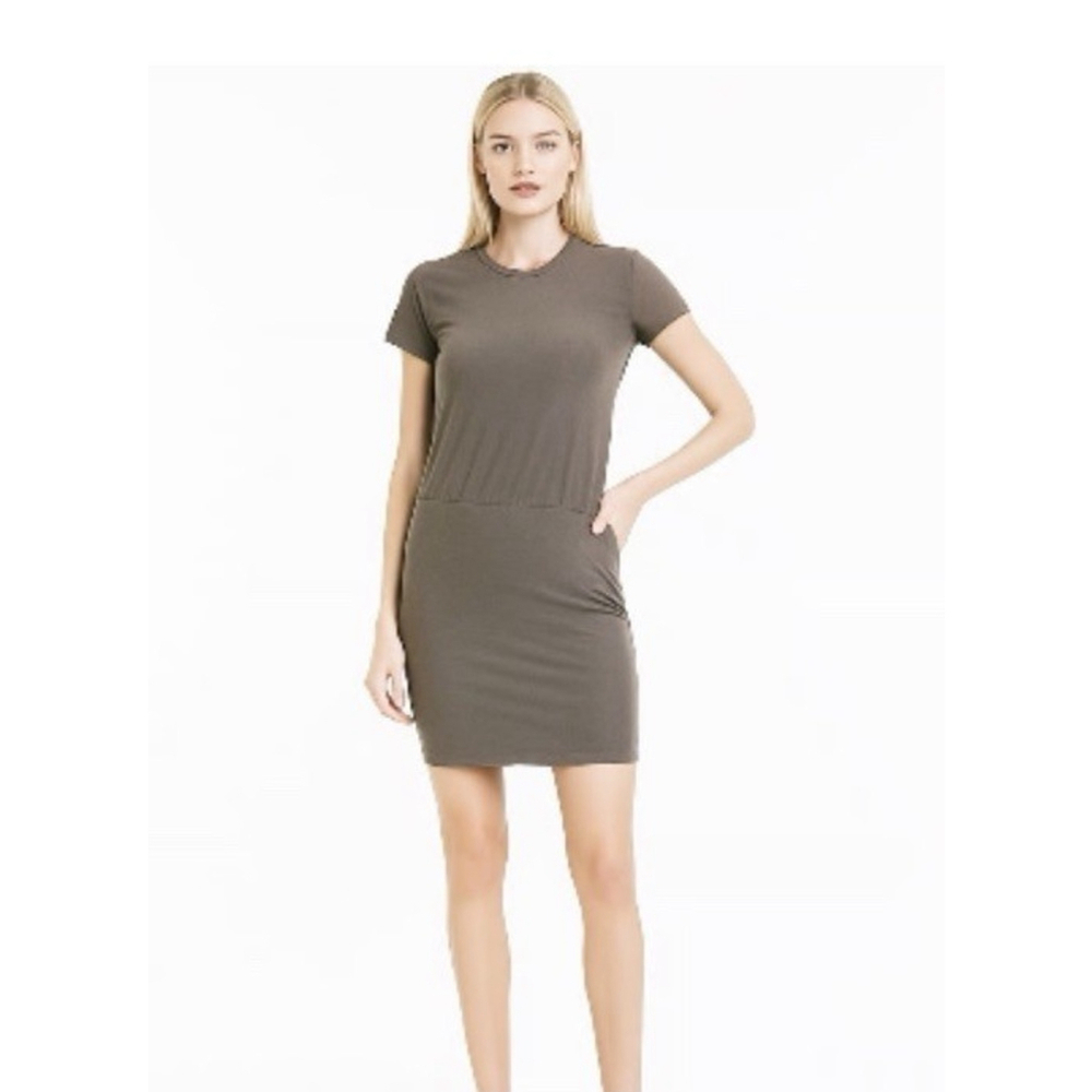 Standard James Perse Blouson T-shirt Bodycon Dress Size 1/Small Green Neutral